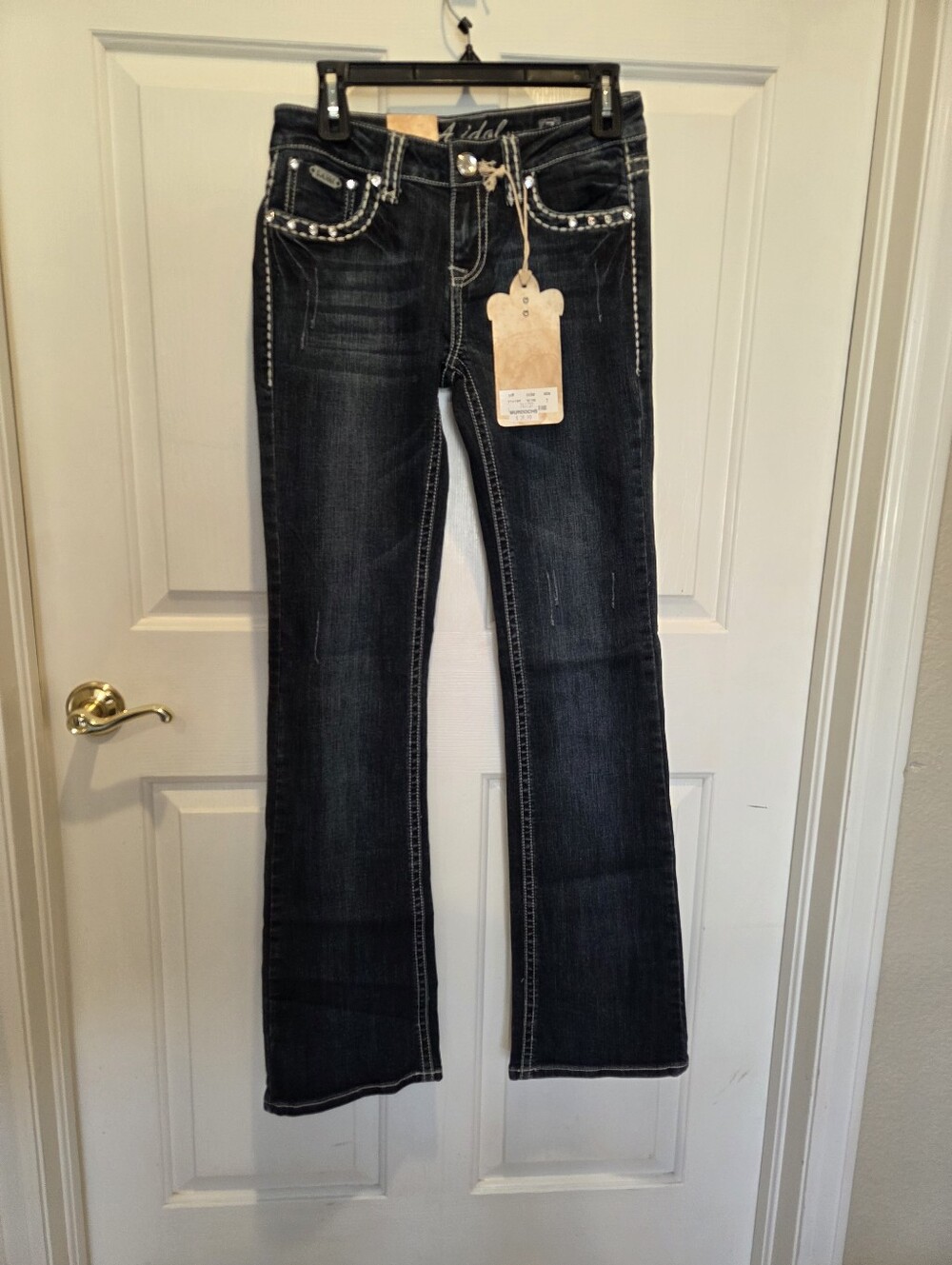 LA IDOL Dark Wash Embellished Bootcut Jeans, SIZE 7 NWT
